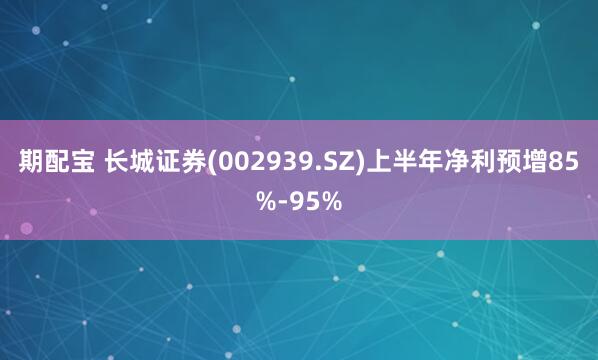 期配宝 长城证券(002939.SZ)上半年净利预增85%-95%