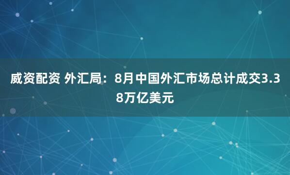 威资配资 外汇局：8月中国外汇市场总计成交3.38万亿美元